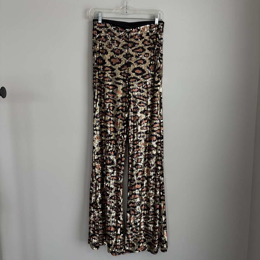 Show Me Your MuMu Gretta Flare Pants in Party Cheetah Sequin